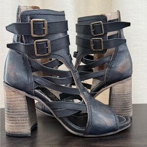 Freebird Black tiara bootie heels